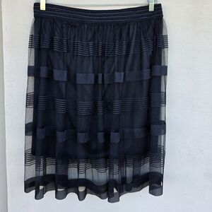 Metro Wear Black 2-Layer Mid-Length Cocktail Skirt (Size Large)
